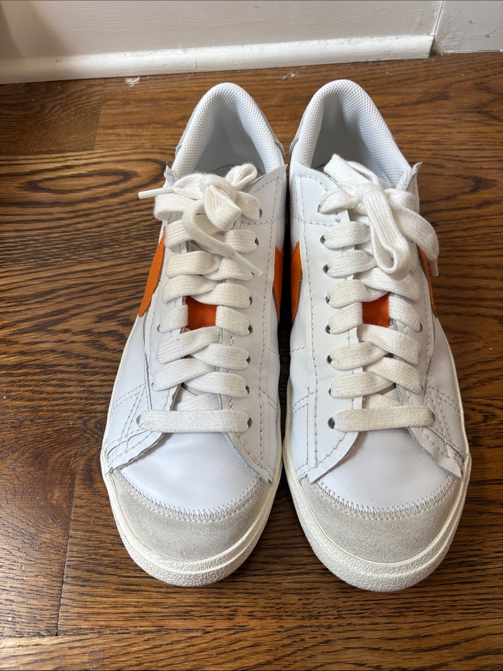 Nike Men's White Sneakers with Orange Accent